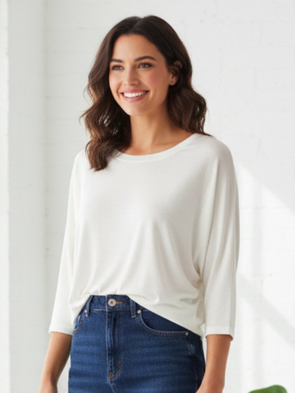 White Long Sleeve Top Medium Casual Basic Layering Small Hole